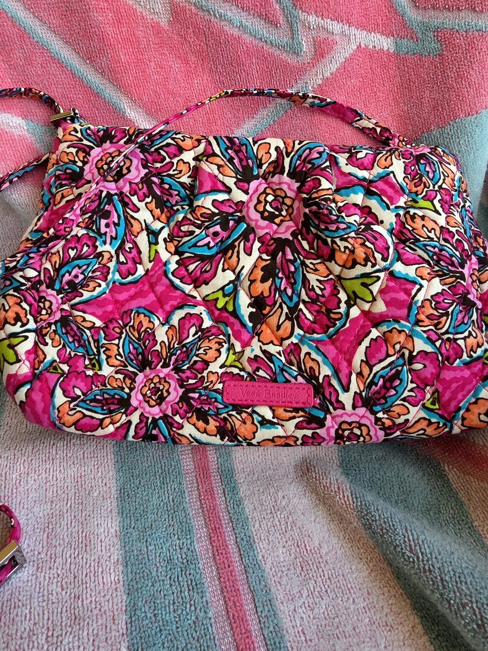 Vera Bradley Pink Floral Quilted Crossbody Bag